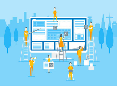 網(wǎng)頁開發(fā)者, 海報上的矢量插圖